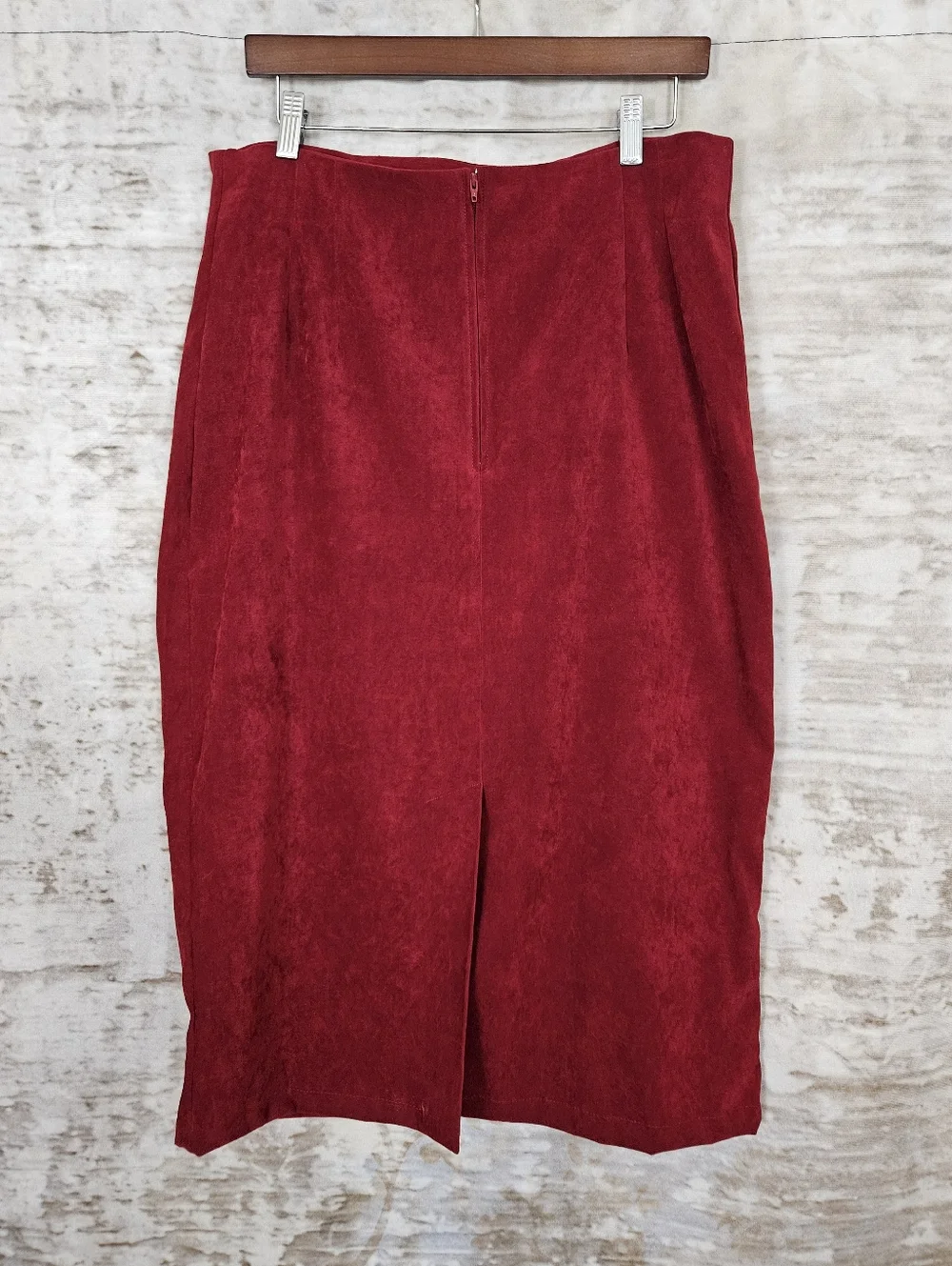 Vintage 1990s Burgundy Red Midi Pencil Skirt M 90s Briggs Whimsigoth